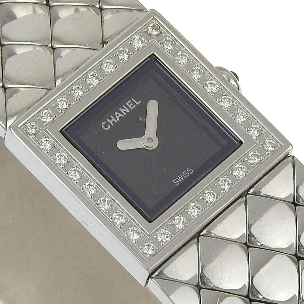 CHANEL H0489 Diamond Bezel Matelasse Watches blackDial 