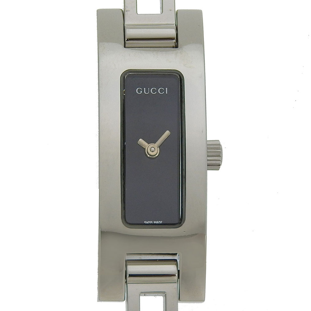 GUCCI 3900 L ブラック GUCCIベルト　時計 Ladies GUCCI 3900L DIAMOND Rectangular Stainless Steel Black