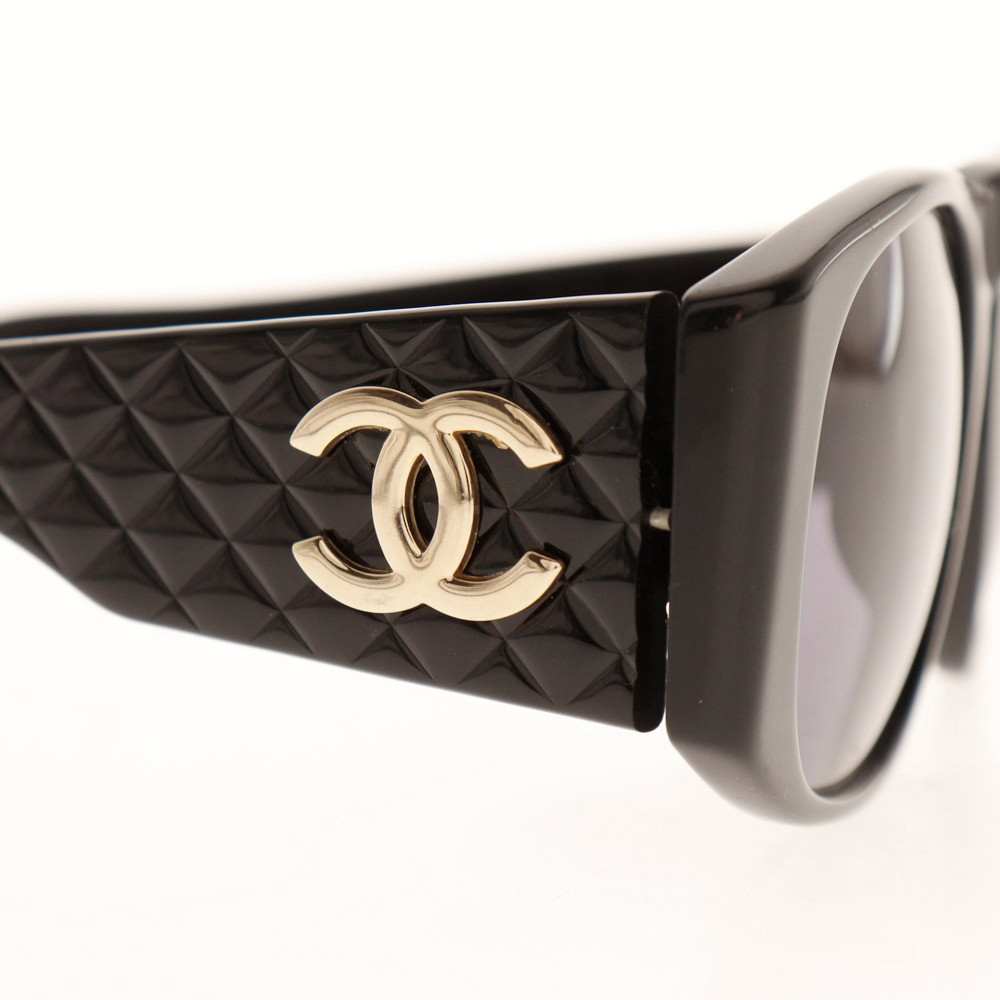 CHANEL COCO Mark sunglasses 94305 Matelasse black plastic Women | eBay