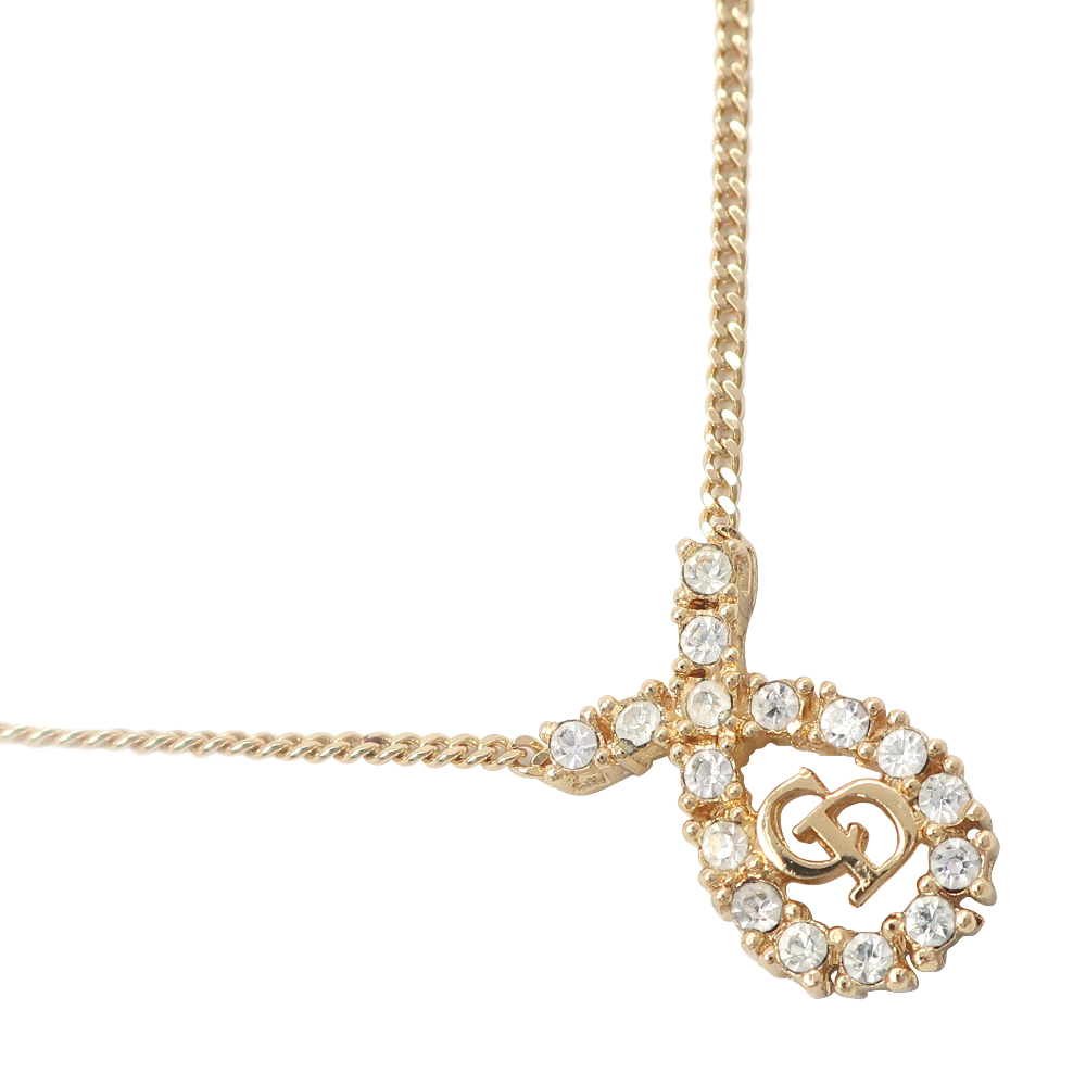 CHANEL CCロゴ ネックレス 金メッキ ストーン付き 約45cm アクセサリー