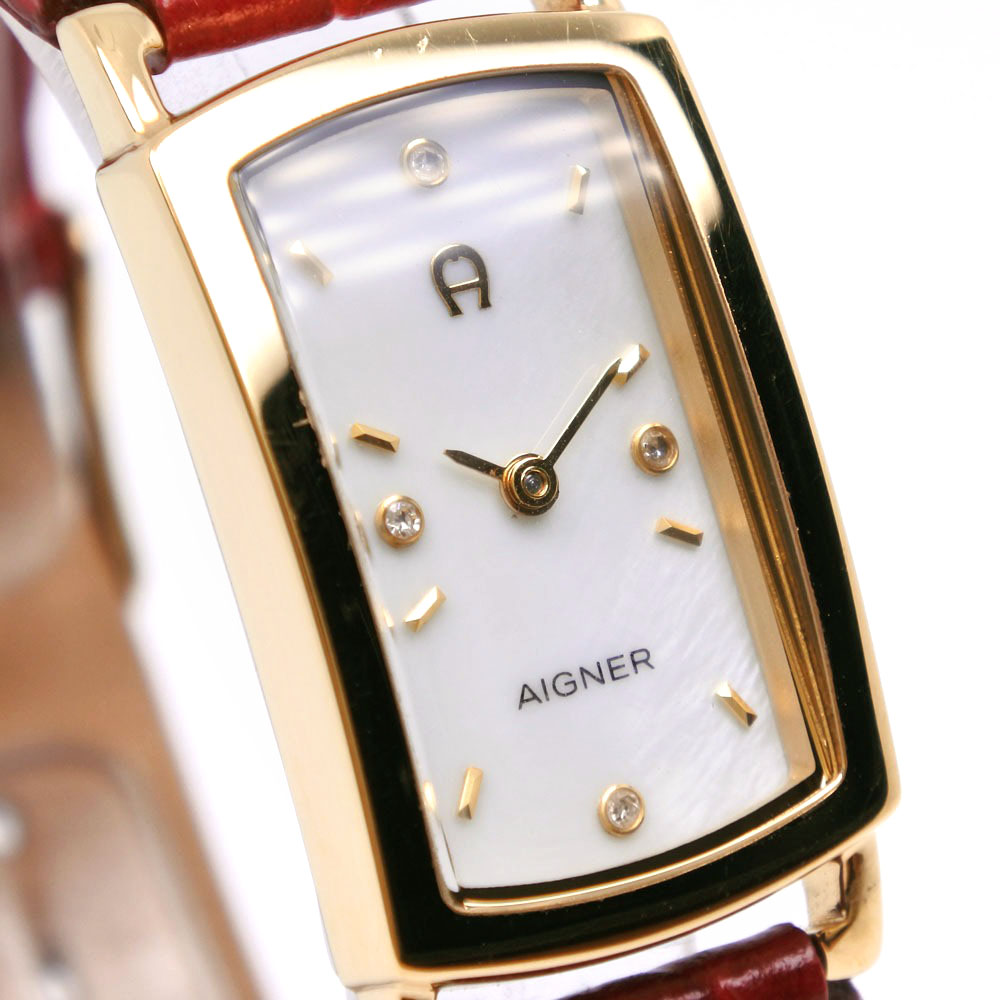 AIGNER】アイグナー クレモナ A54200 ステンレススチール×レザー 赤