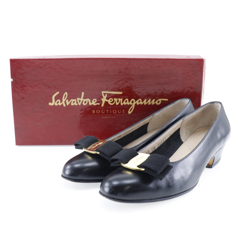 Salvatore Ferragamo】サルヴァトーレフェラガモ ヴァラリボン レザー ...