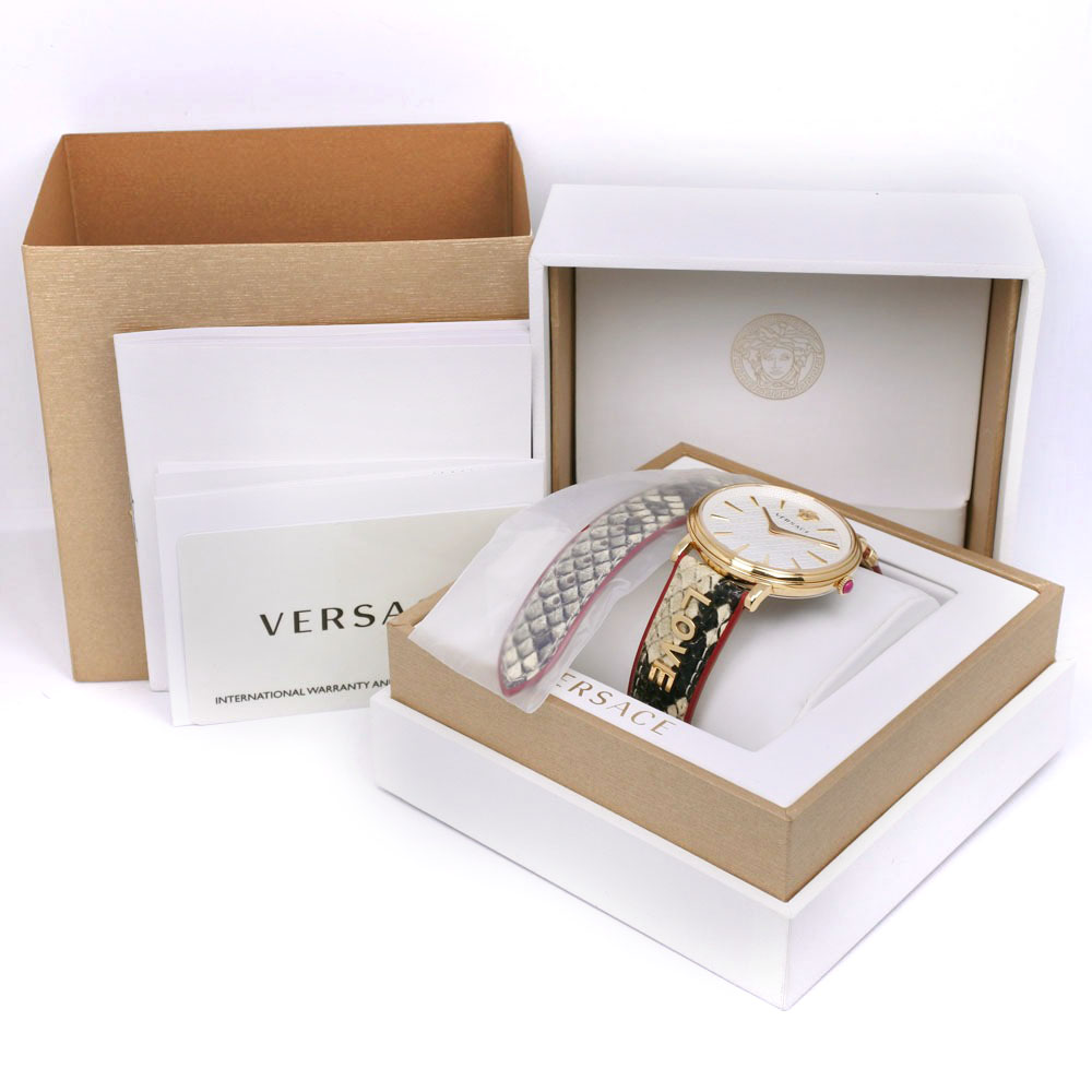VERSACE LOVE Watches WhiteDial Stainless Steel/leather 