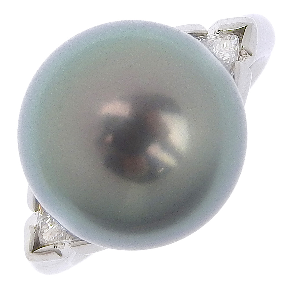 真珠12.7ｍｍ Pt900プラチナ×ブラックパール（黒蝶真珠）×ダイヤモンド ...
