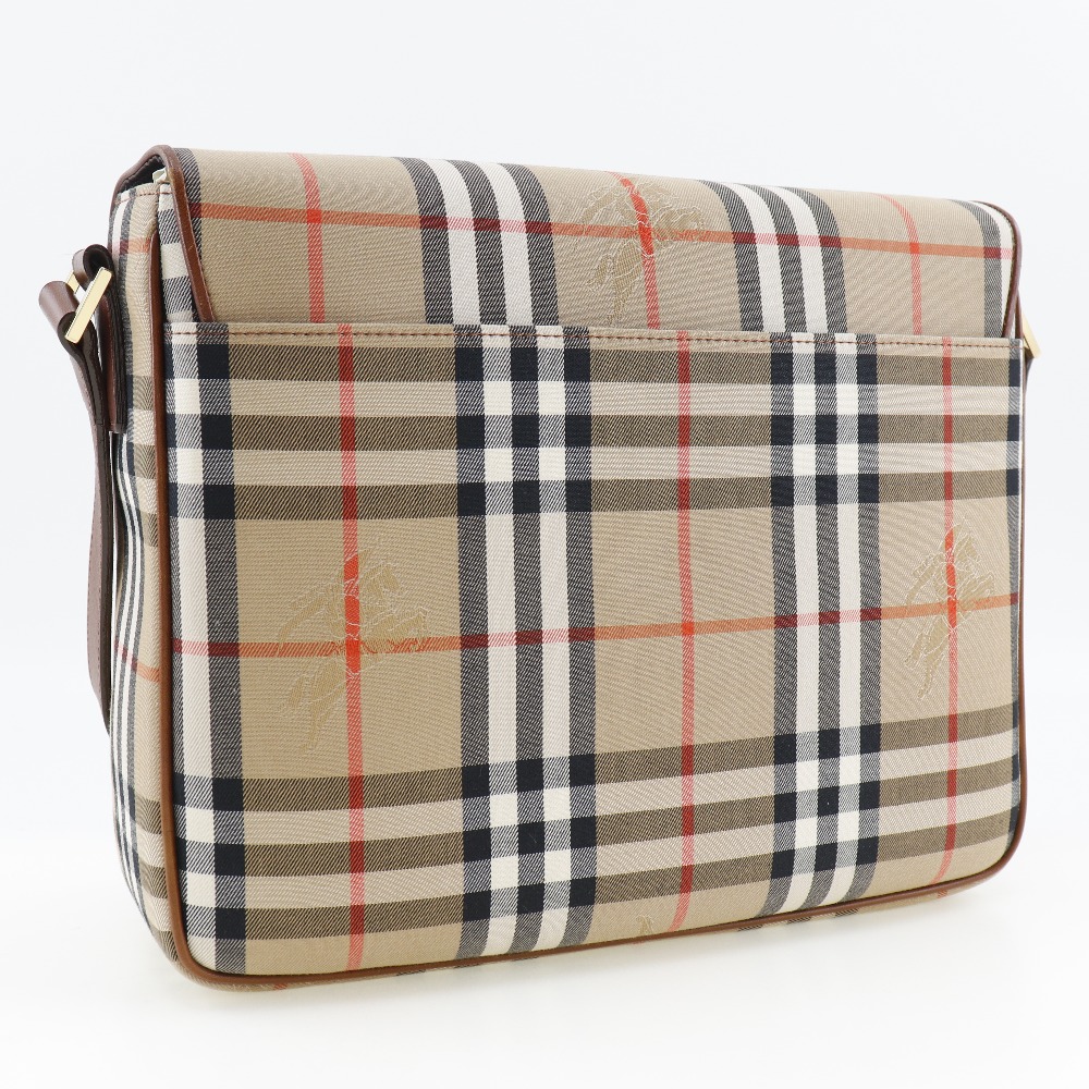BURBERRY Shoulder Messenger bag check canvas/leather unisex