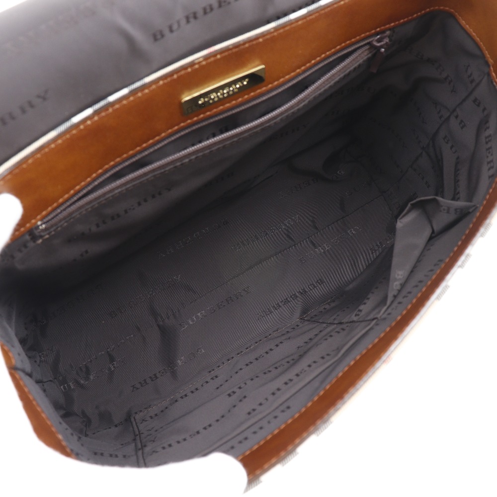 BURBERRY Shoulder Messenger bag check canvas/leather unisex