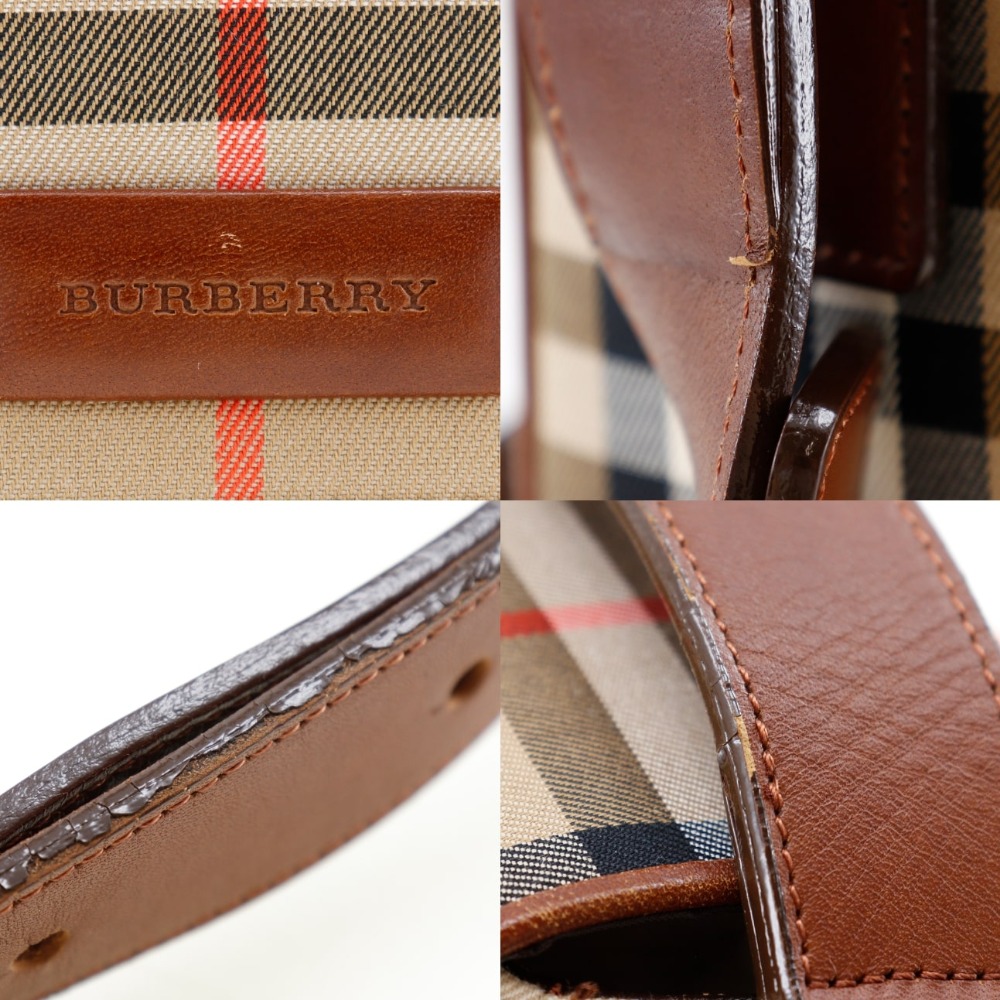 BURBERRY Shoulder Messenger bag check canvas/leather unisex