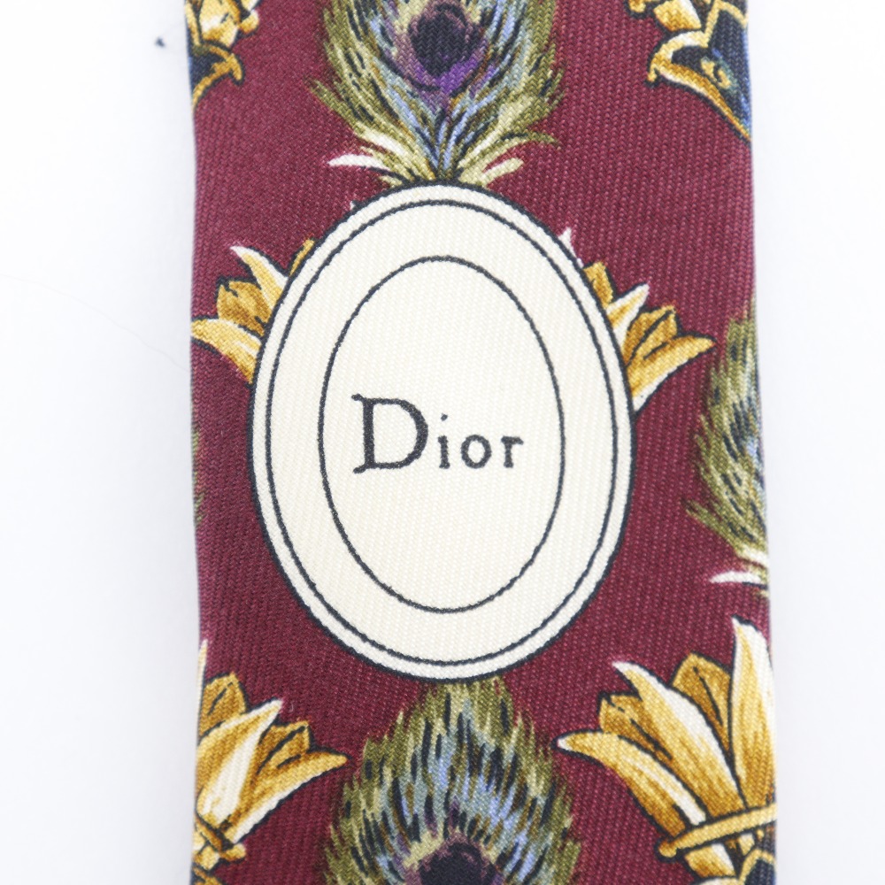 ディオール　Dior　ネクタイ　美品　フランス　レッド　小紋柄