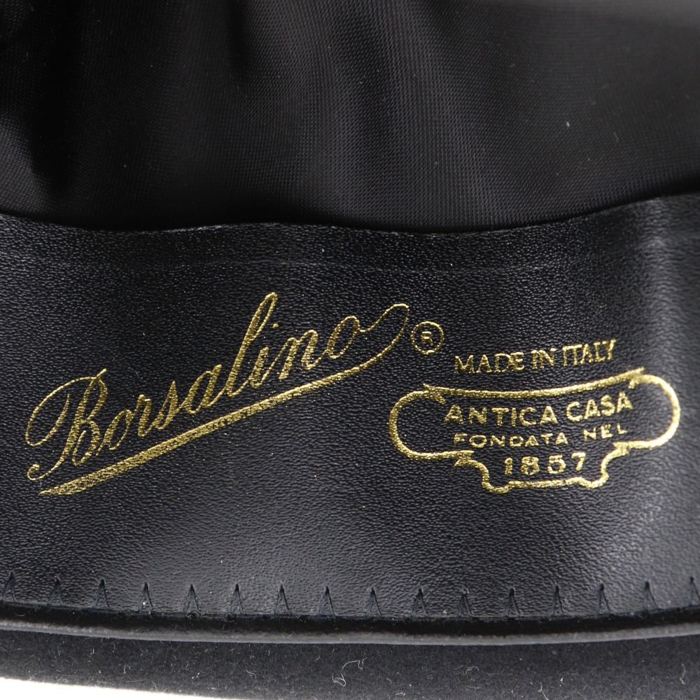 Borsalino】ボルサリーノ ハット ウール×レザー 黒 メンズ その他帽子