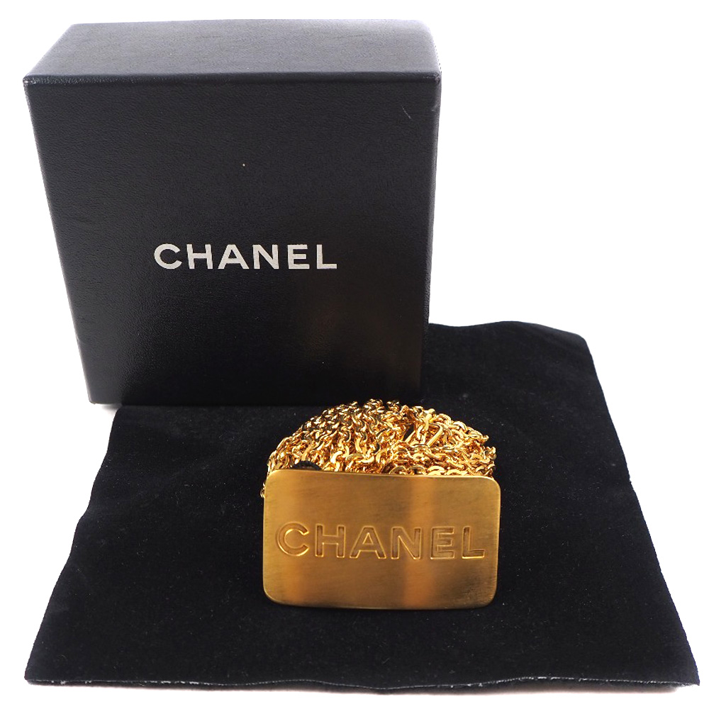 CHANEL】シャネル チェーン ロゴプレート A07689 金メッキ ゴールド ...