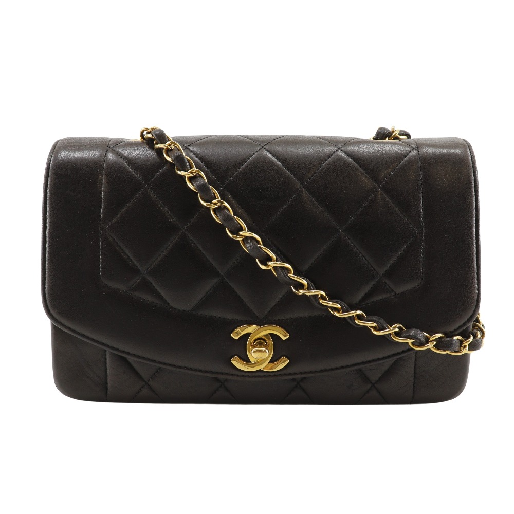 CHANEL diana flap 22 Shoulder Bag A01164 ChainShoulder Matelasse black lam...