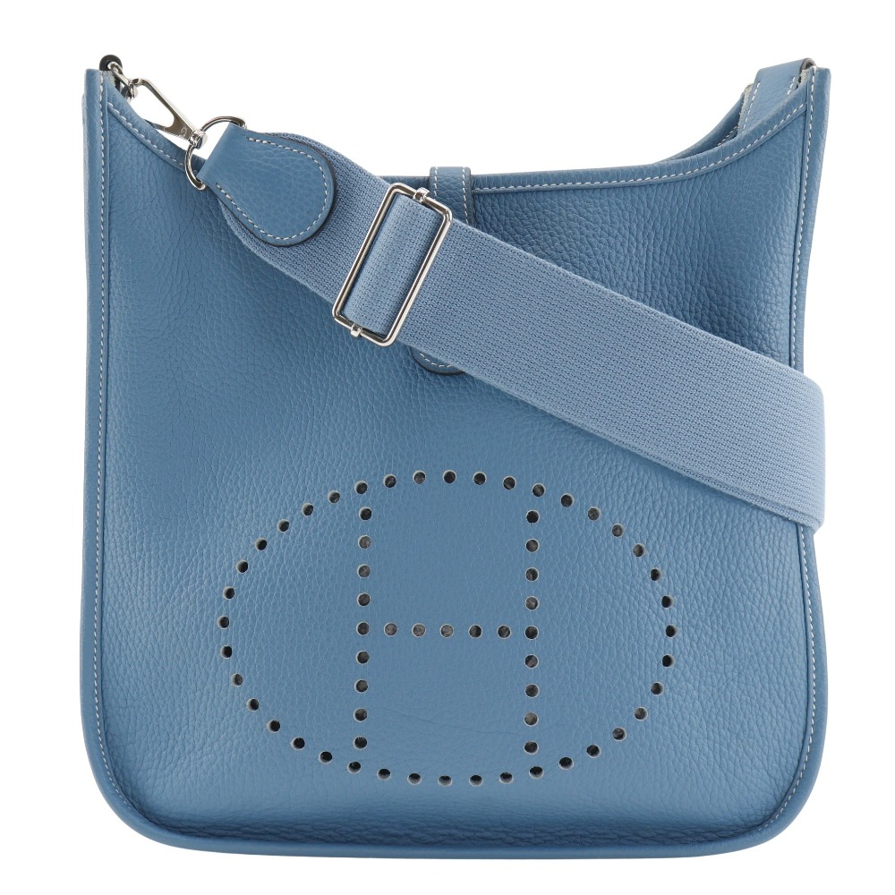 HERMES Evelyne3PM Shoulder Bag Blue gene light blue Taurillon Clemence Women