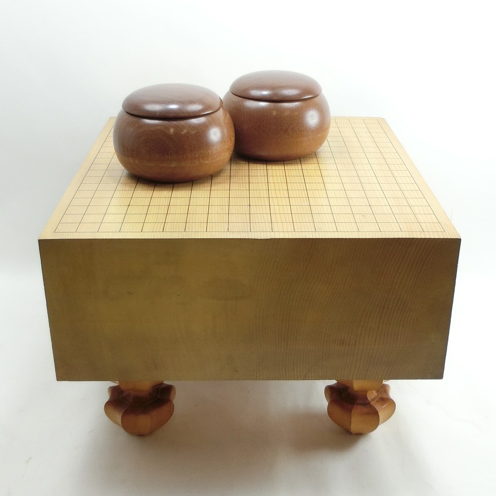 木製 碁盤 脚付き ＆ 碁石・碁笥 - 囲碁