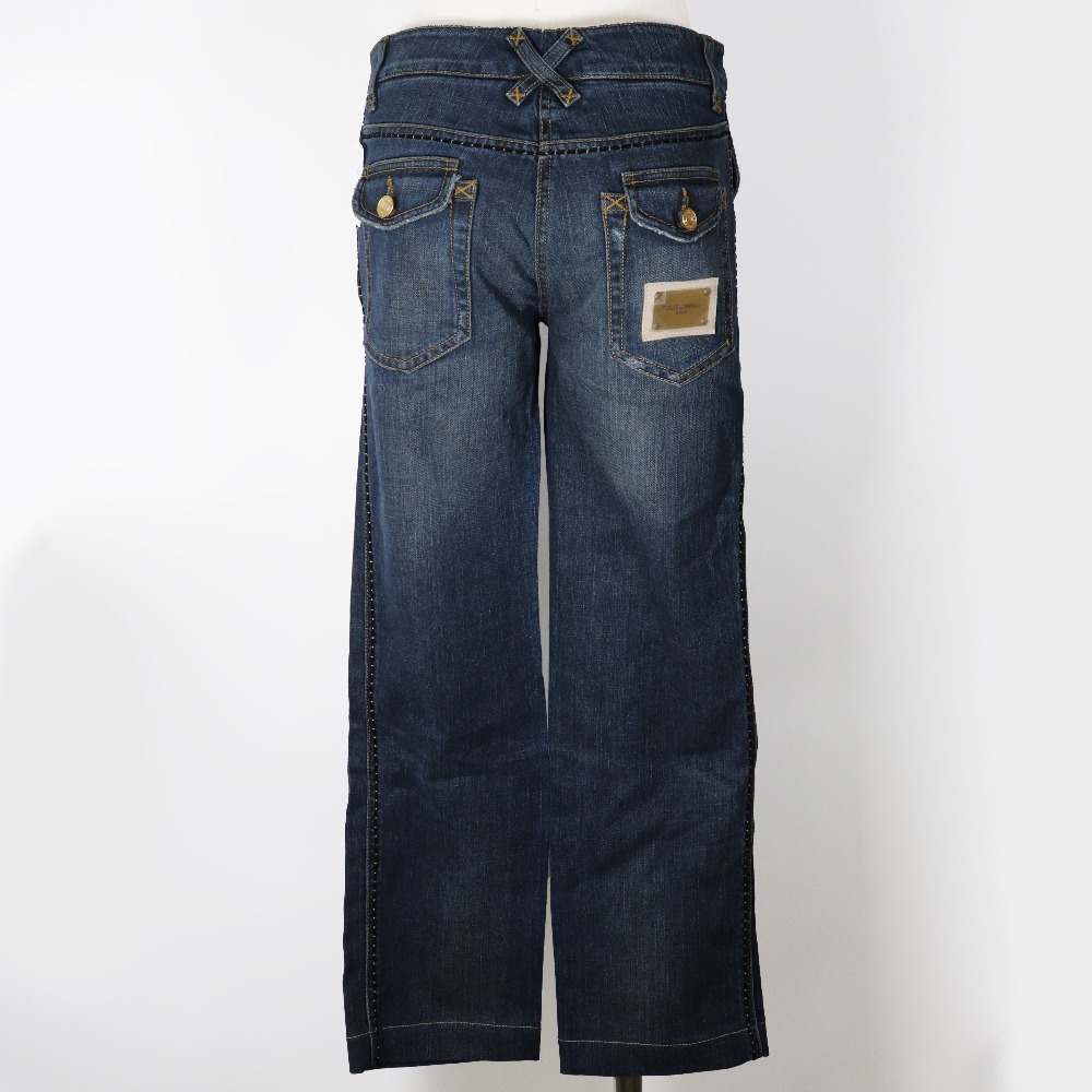 DOLCE&GABBANA denim Cropped pants Sabrina damage Blue cotton Women  