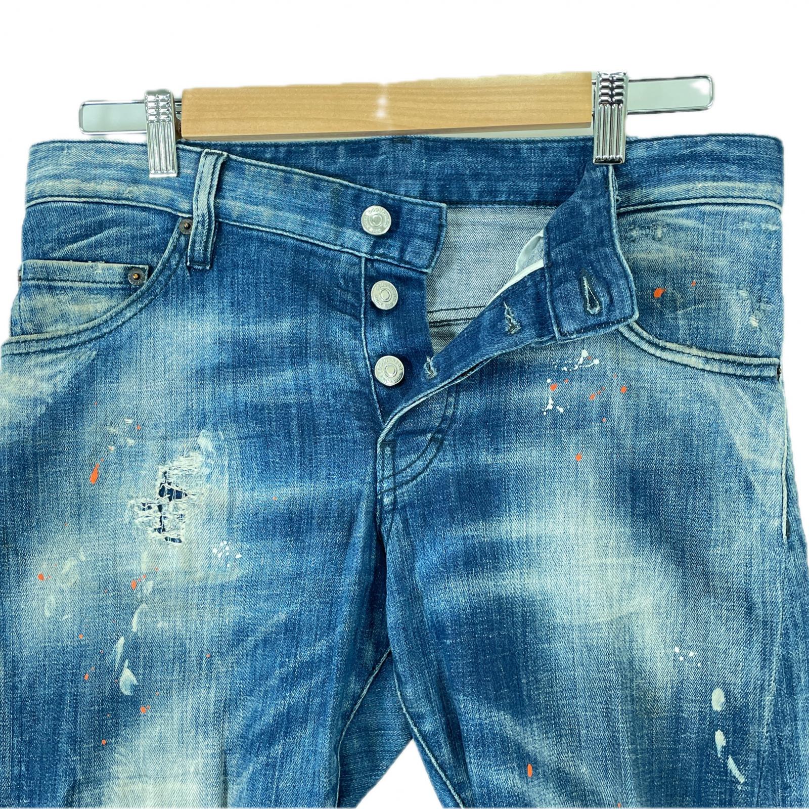 DSQUARED2 Damage processing Plain Denim pants blue mens 44【used 